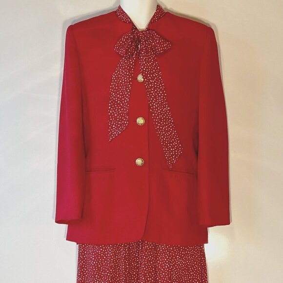 Le Suit SZ 8 Vintage Red longline tailored style blazer office chic tailored - Picture 2 of 8